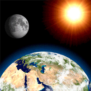 Güneş, Dünya ve Ay